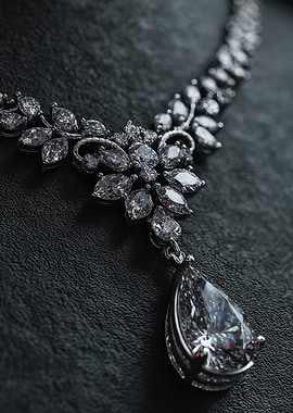 Elegant Diamond Necklace on Black Background
