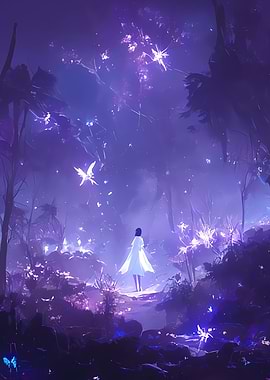 Enchanted Forest with Figure in White