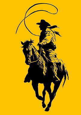 Cowboy on Horse with Lasso Silhouette