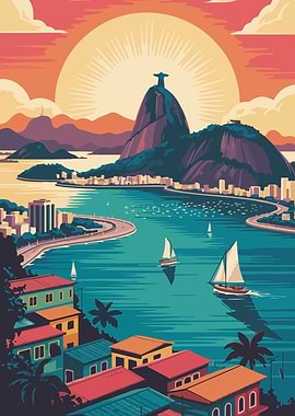 Rio de Janeiro Landscape Illustration