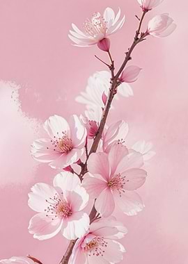 Pink Cherry Blossom Branch