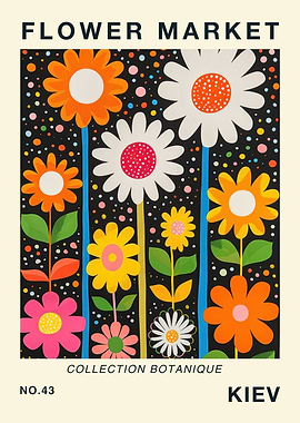 Kiev Flower Market Botanical Travel Poster