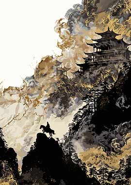 Asian Landscape with Horse Rider