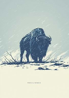 Bison in Snowstorm: Resilience