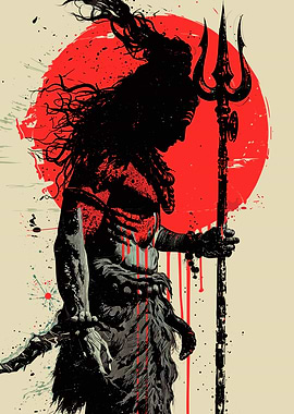 Lord Shiva Illustration with Trident