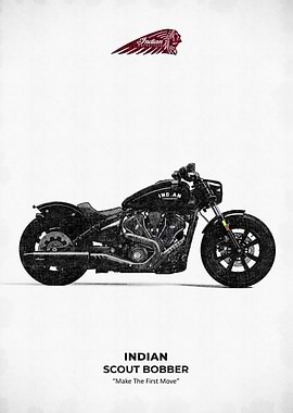 Indian Scout Bobber Motorcycle Illustration