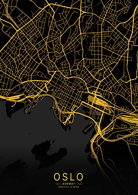 Golden Oslo City Map