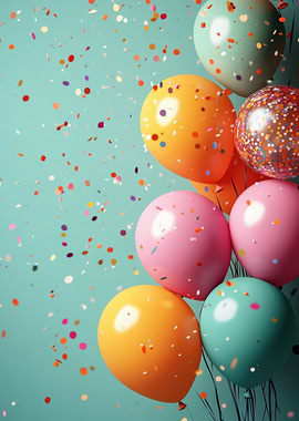 Colorful Balloons and Confetti Celebration