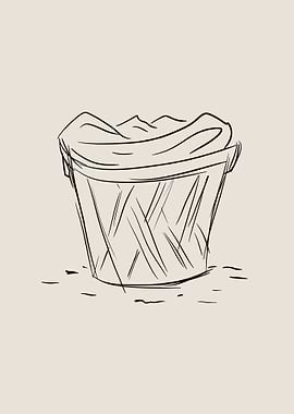 Laundry Basket Line Art