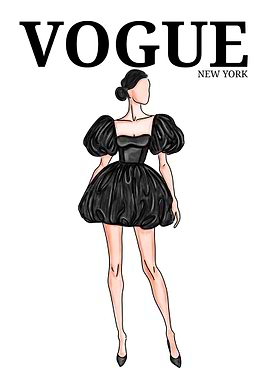 Vogue Cover Illustration - Black Dress