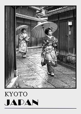 Kyoto Japan Black and White Photo Travel Poster