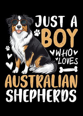 Australian Shepherd Boy Dog Lover Design