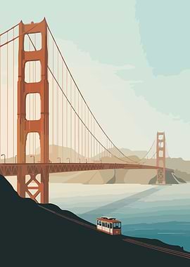 Golden Gate Bridge and Cable Car
