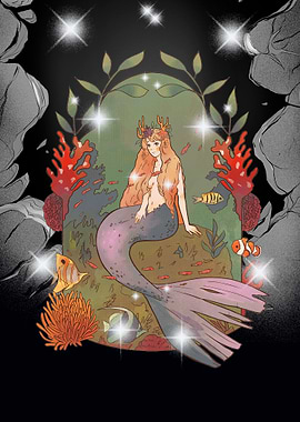 Enchanting Mermaid in Underwater Grotto