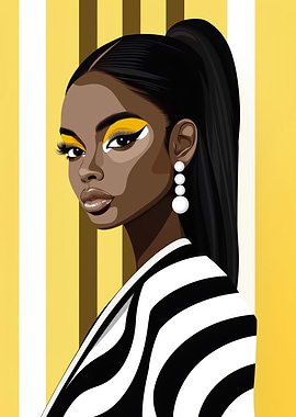 Fashionable Woman with Yellow Eyeshadow