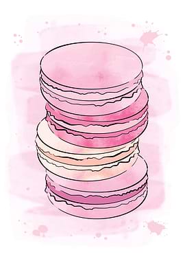 Pink Watercolour Macarons
