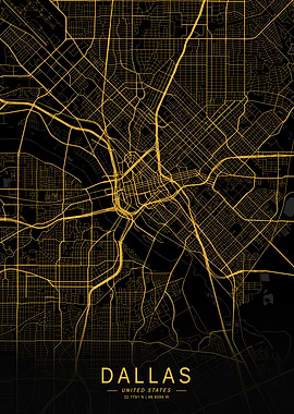 Golden Dallas City Map