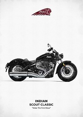 Indian Scout Classic Motorcycle Illustration