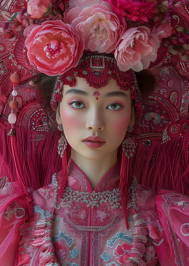 Woman in Traditional Asian Headdress