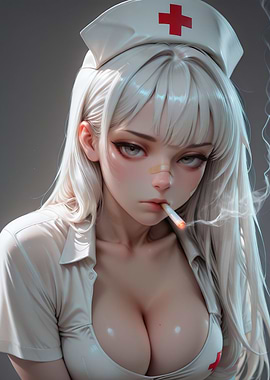 Sexy Nurse Smoking
