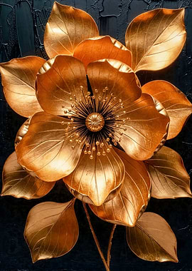 Golden Flower on Dark Background