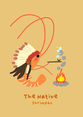 The Native Shrimpan Cartoon Illustration