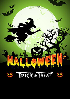 Halloween Witch and Pumpkin Illustration