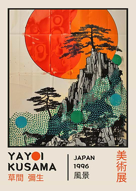 Yayoi Kusama Landscape Art Retro Exhibition Poster