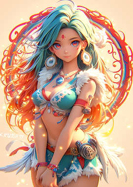 Anime Girl with Colorful Hair