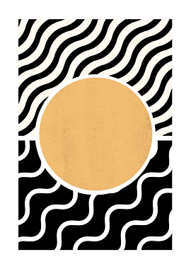 Abstract Geometric Art with Circle and Waves