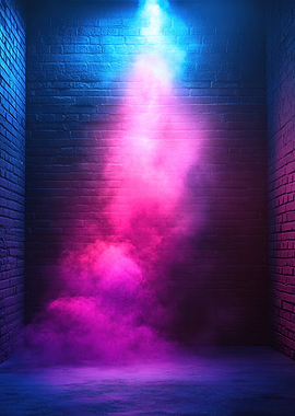 Neon Smoke in Brick Room