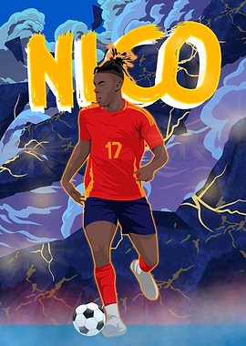 nico williams Soccer Player Illustration