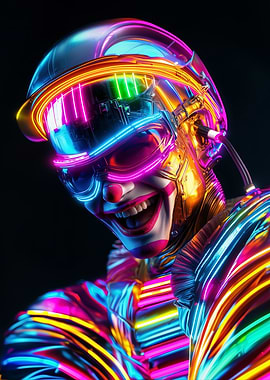 Cyberpunk Clown with Neon Lights