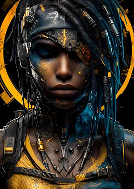 Cyberpunk Woman Portrait with Dreadlocks