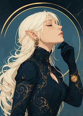 Elegant Elf Portrait with Golden Accents
