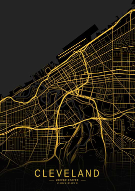 Golden Cleveland City Map