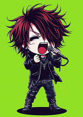 Chibi Rock Star Singer Illustration