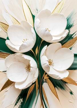 Elegant White Flowers with Gold Accents