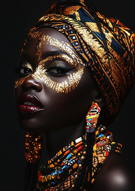 Golden Tribal Elegance | Cinematic African Portrait Art Print