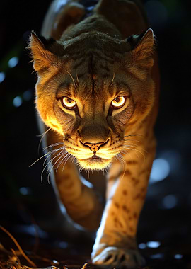 Intense Lion Portrait in the Dark