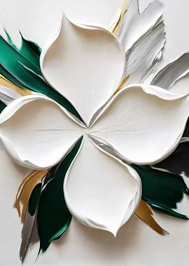 Abstract Floral Painting with White Petals
