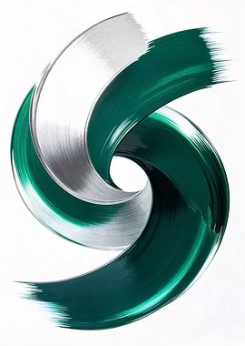 Abstract Swirl of Green and Silver