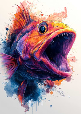 Colorful Fish with Open Mouth