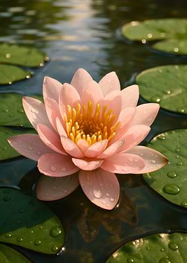 Pink Water Lily in Pond
