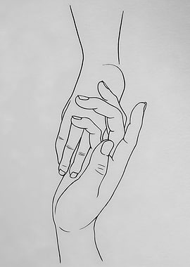 Minimalist Hands Line Art