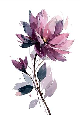 Watercolor Magnolia Flower Illustration