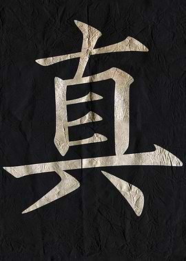 Truth, Japanese Calligraphy on Black Fabric