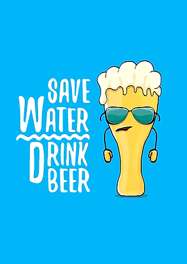 Save Water Drink Beer Cartoon