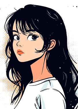 Anime Girl Portrait with Black Hair