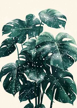 Monstera Plant | Dusty Green Monstera Poster | Vintage Botanical